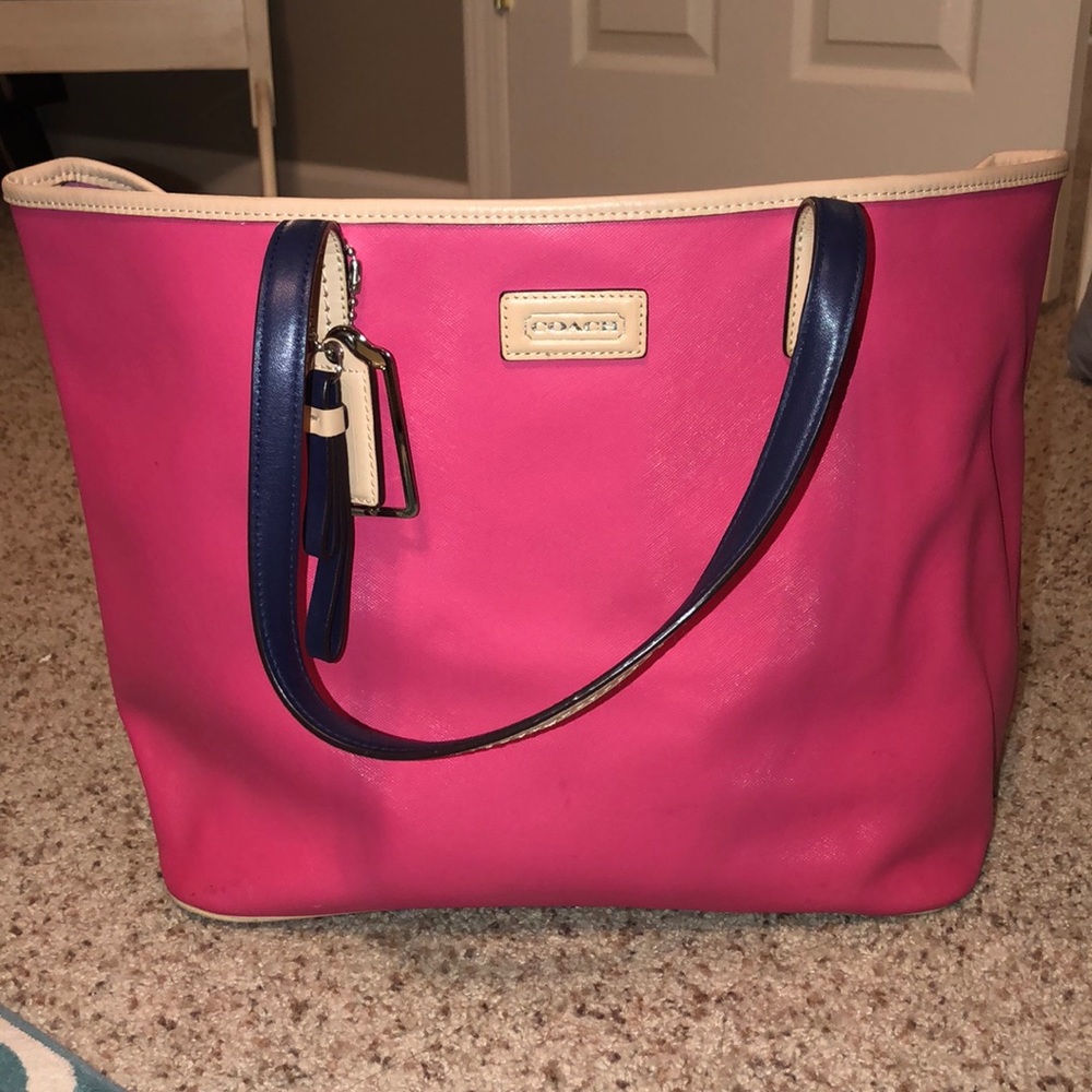Hot pink Coach tote bag